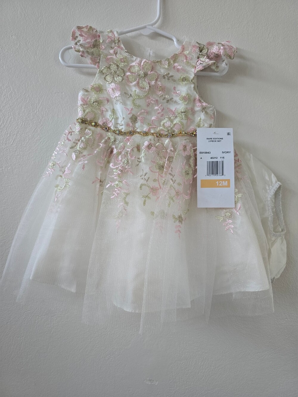 Rare EditionsBaby Girls Floral Embroidered Mesh Party Dress